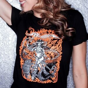 HP Orange Psychedelic Female Graphic T-Shirt
